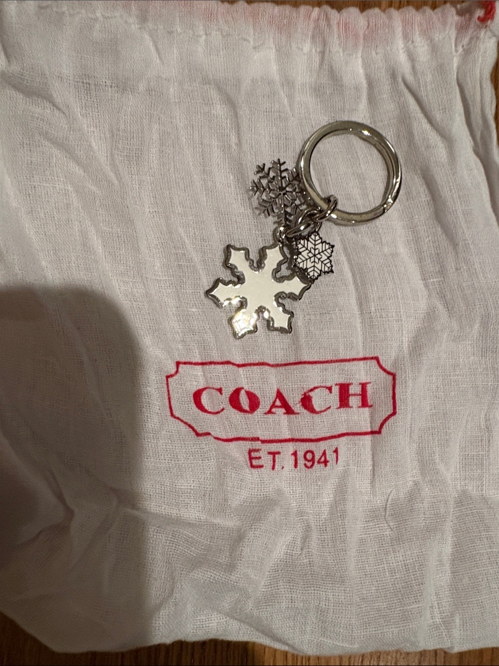 Coach Silver Snowflake Charm Keyring
